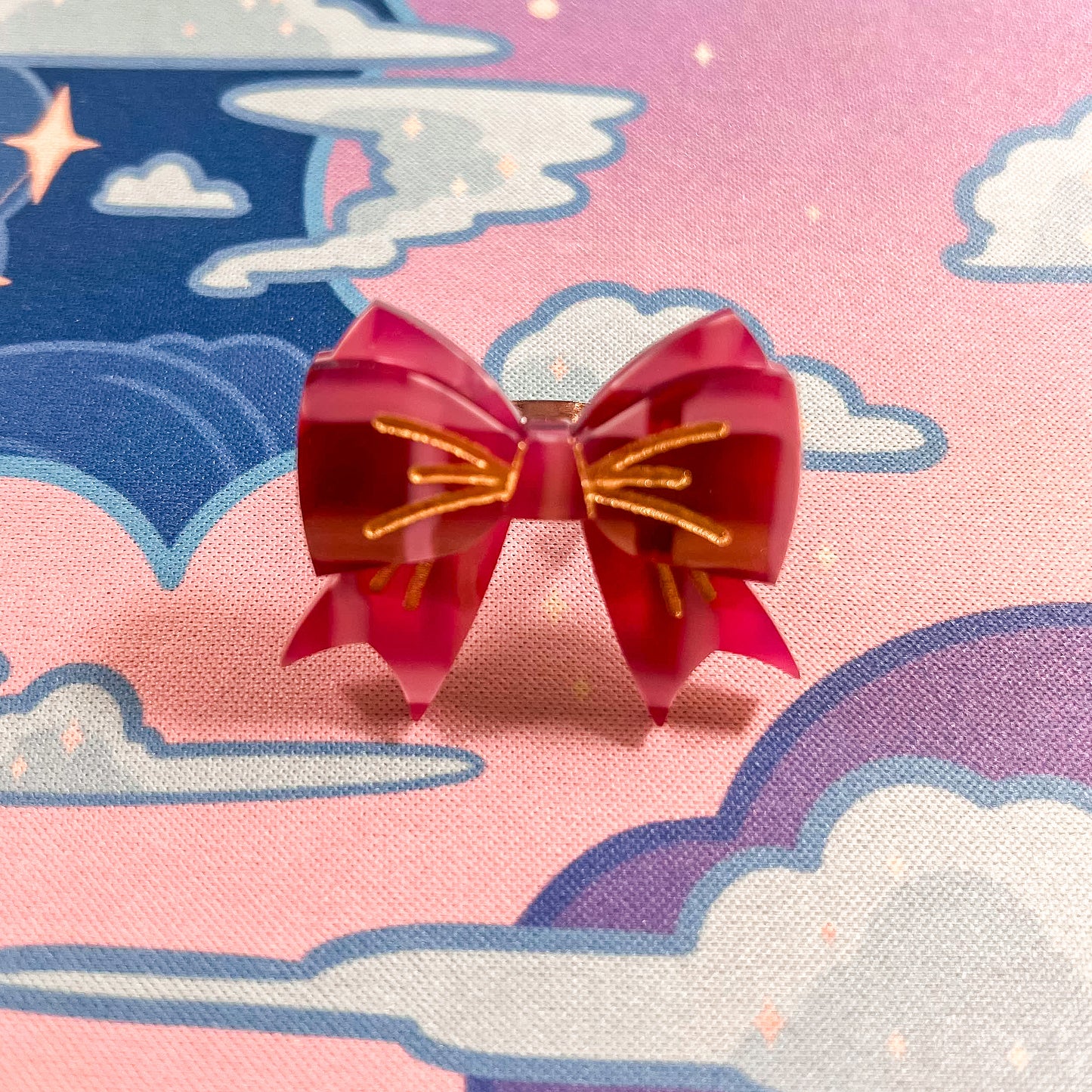 Lovely Tartan Bow Adjustable Ring (Scarlet Version)
