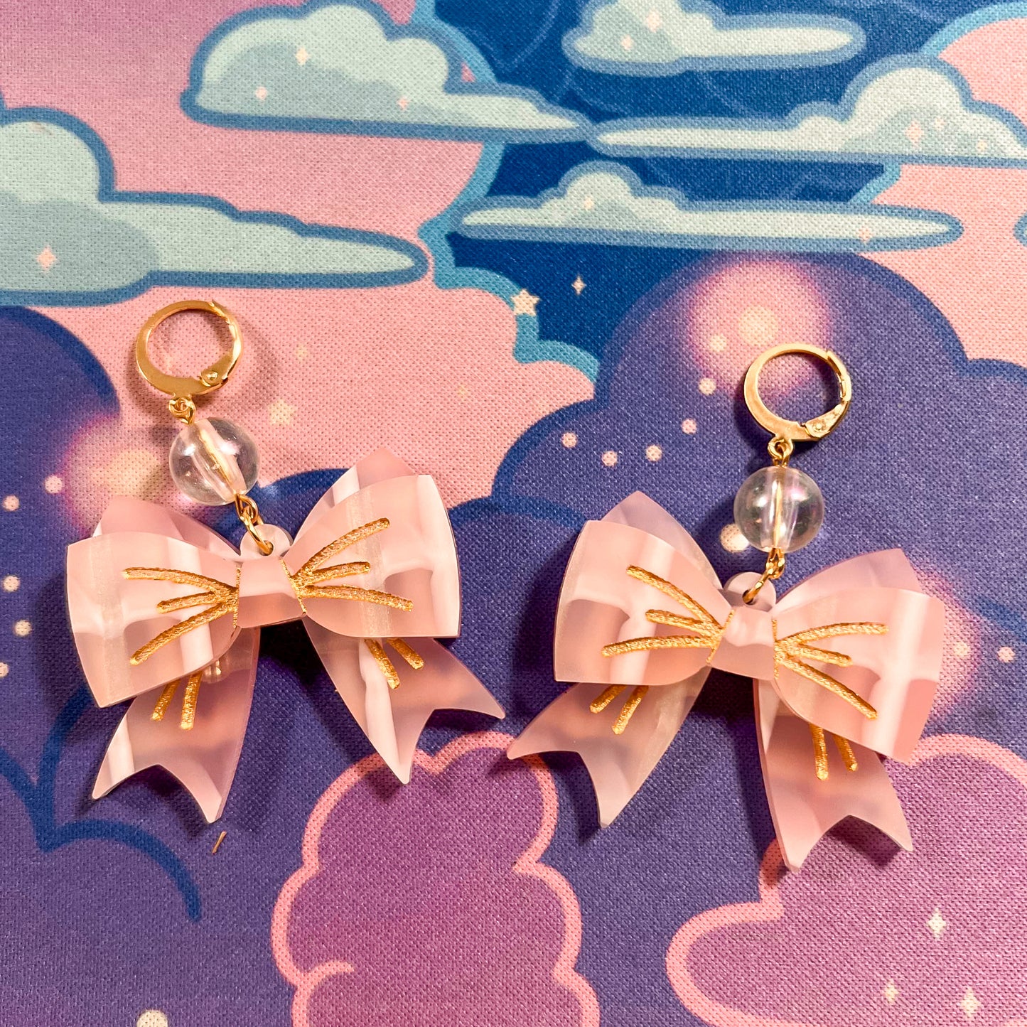 Lovely Tartan Bow Earrings (Pink Version)
