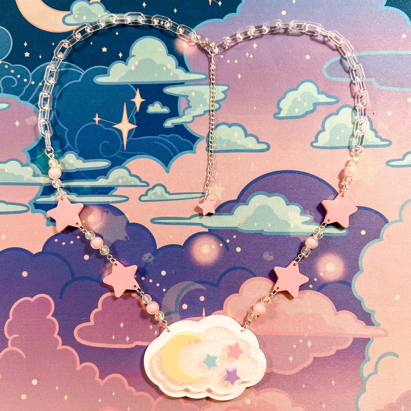 Twinkle Daydream Necklace (Pink Chain)