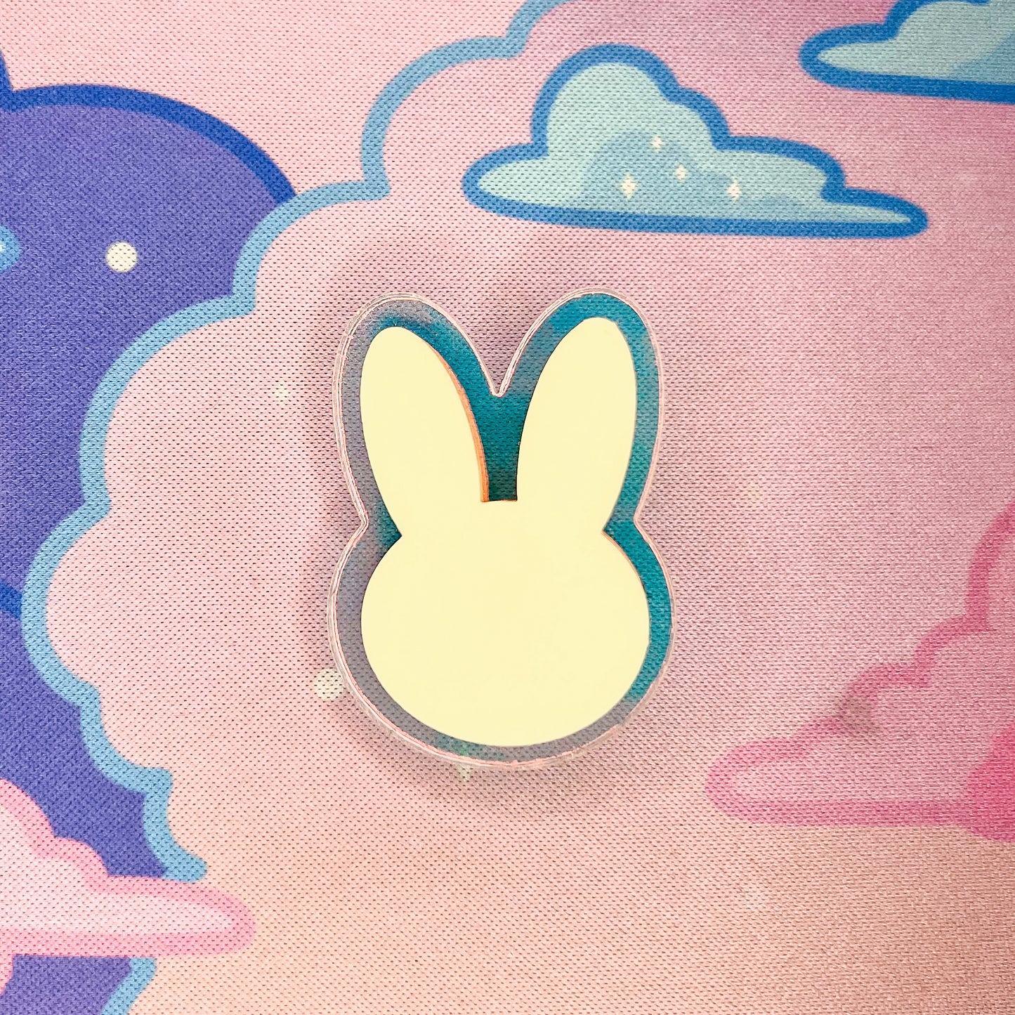 Pastel Yellow and Iridescent Acrylic Bunny Pin