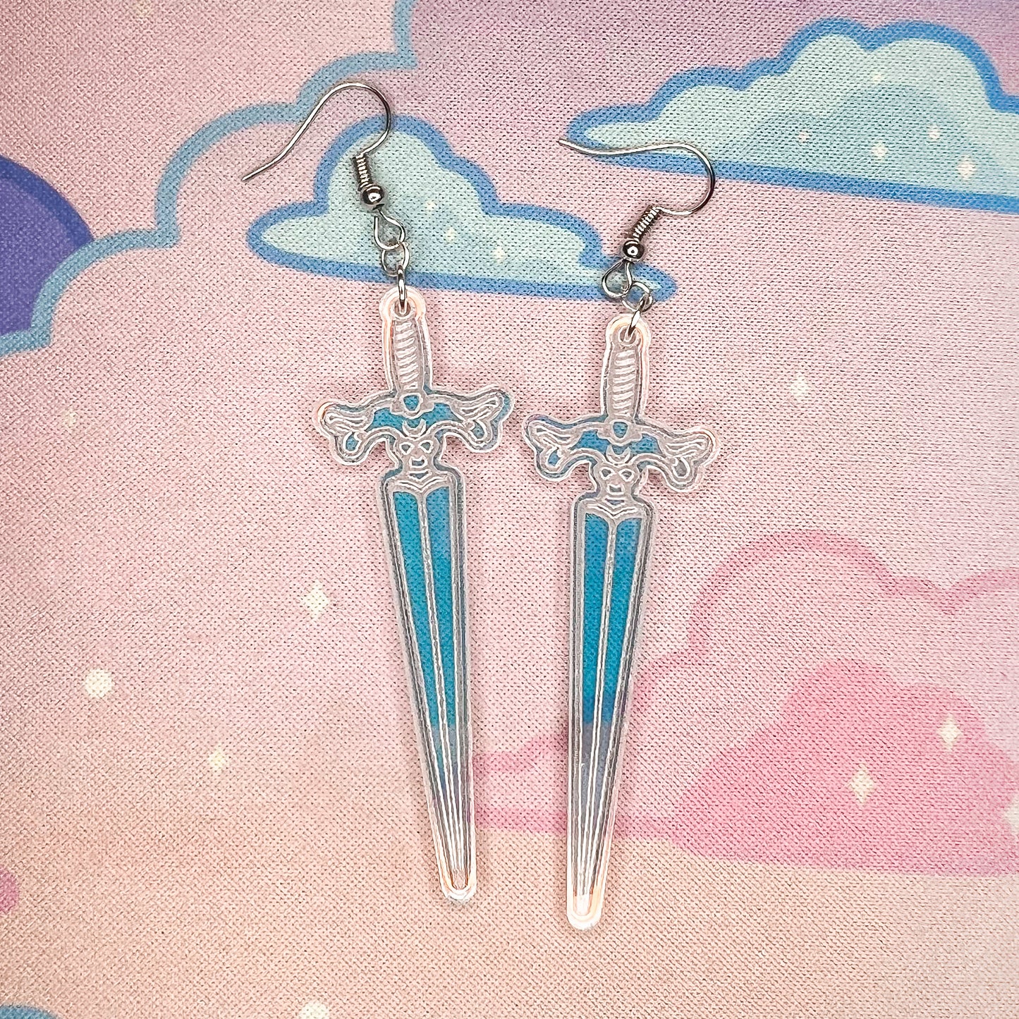 Knight's Sword Earrings (Iridescent)
