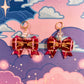 Lovely Tartan Bow Earrings (Scarlet Version)