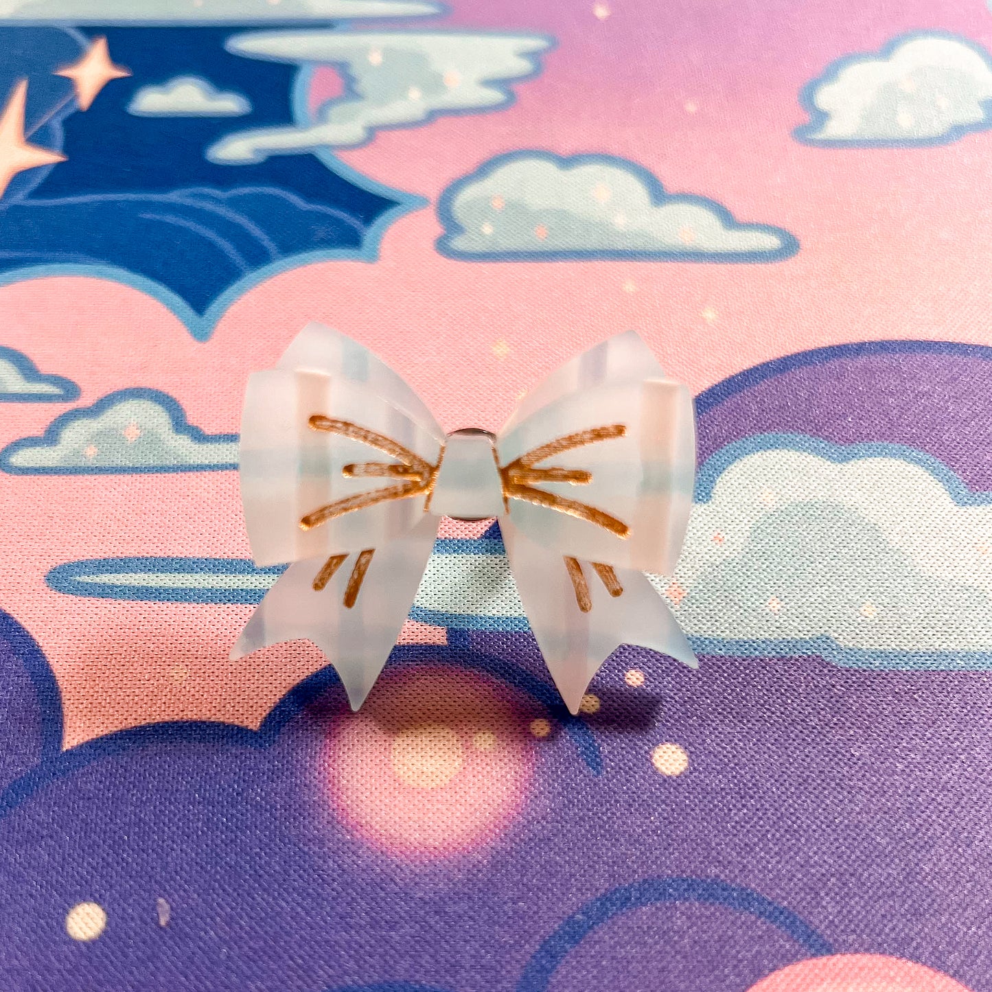 Lovely Tartan Bow Adjustable Ring (Pastel Blue Version)