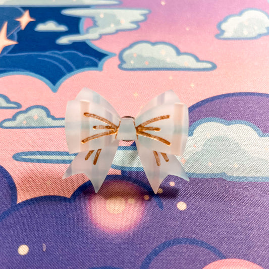 Lovely Tartan Bow Adjustable Ring (Pastel Blue Version)