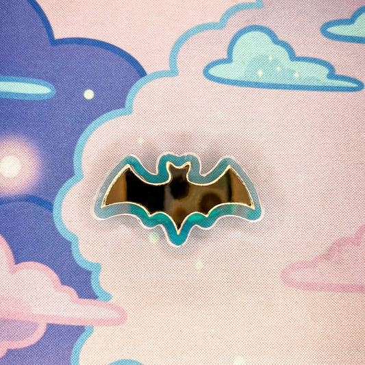 Gold Mirror and Iridescent Acrylic Bat Pin