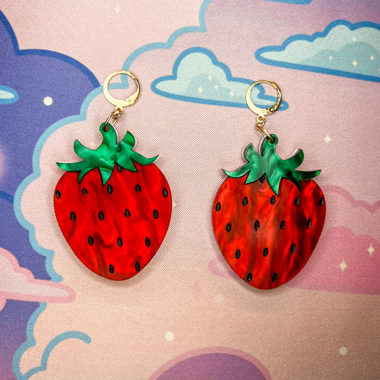 Strawberry Statement Earrings (Red)